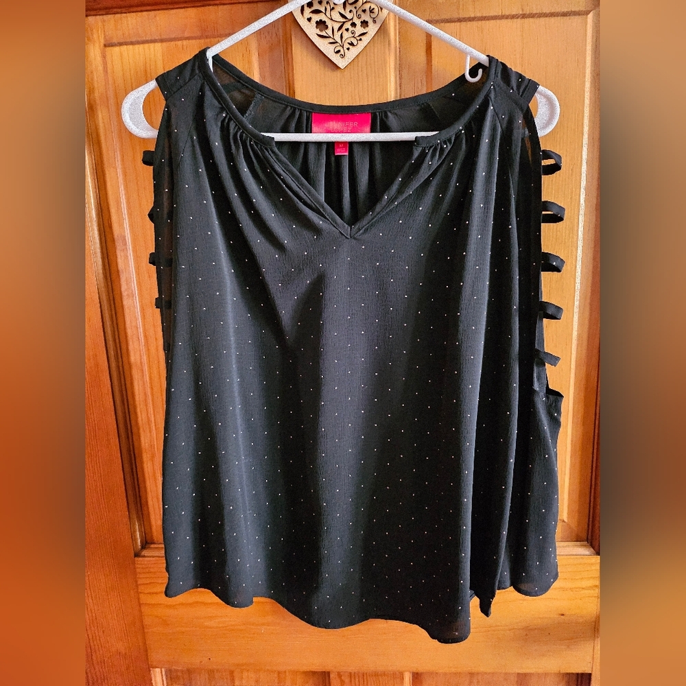 Jennifer Lopez Black Open Sleeve Blouse